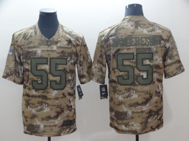 Men Dallas Cowboys #55 Vander esch Camo Nike Olive Salute To Service Limited NFL Jersey
